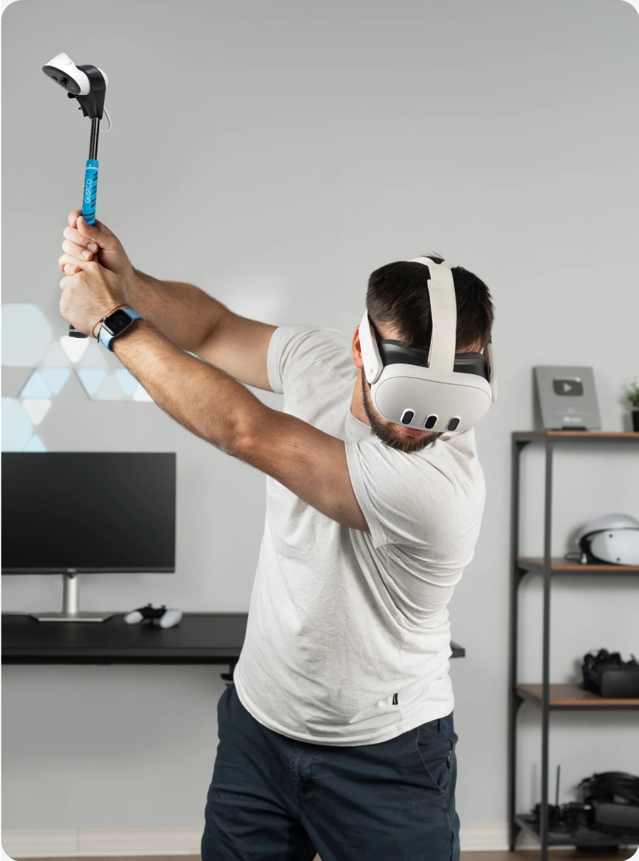 man with G-Iron - Virtual Reality Golf Club